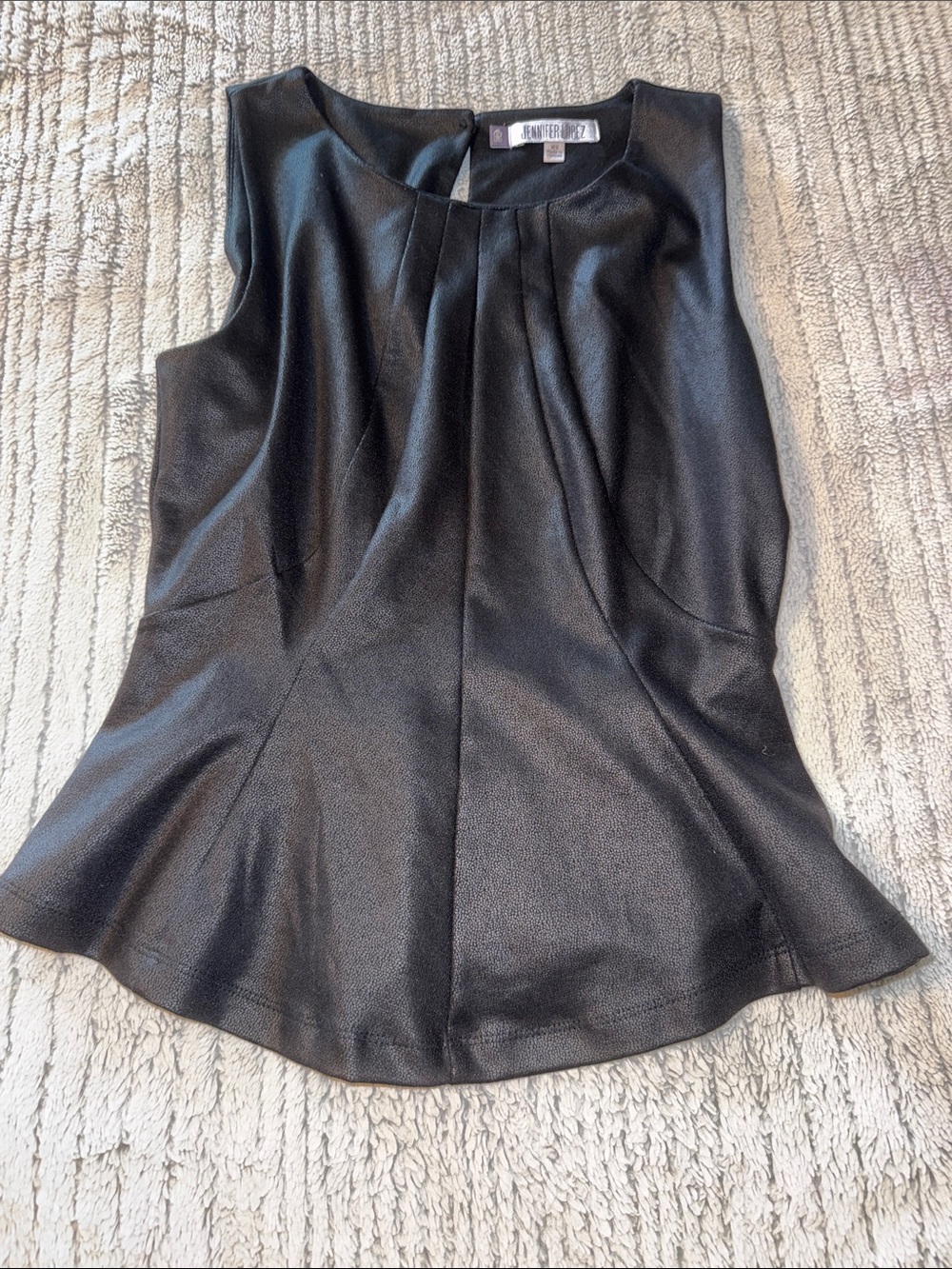 Jennifer Lopez Black Pleated Flared Hem Sleeveless Camisole Top